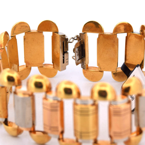 Bracelet Bracciale vintage en or jaune, blanc et rouge 18 kt 58 Facettes