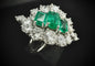 Bague 53 Bague en platine sertie de 2,50 carats d'émeraudes et 3 carats de diamants 58 Facettes