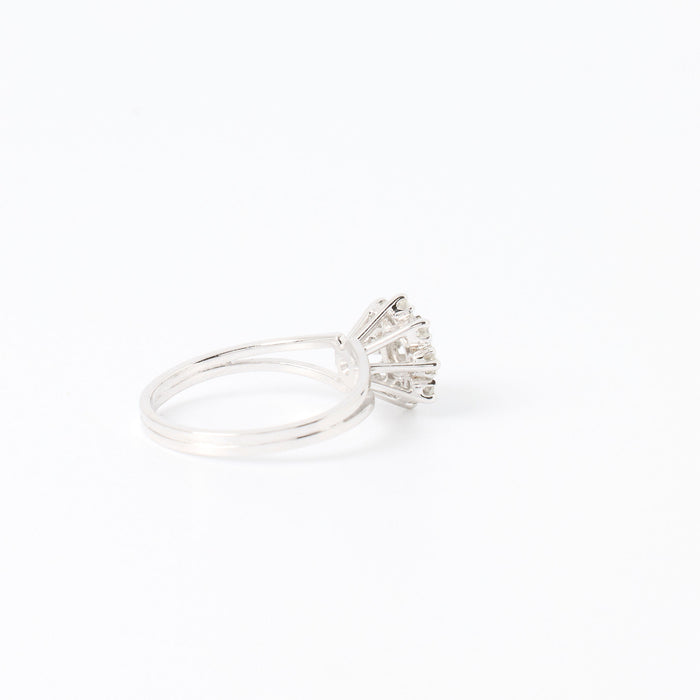 Bague marguerite or gris diamants