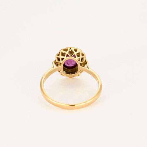 Bague 57 Bague marguerite or jaune, rubis et diamants 58 Facettes