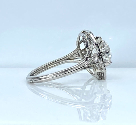 Bague 49 Bague platine Art Déco diamant coussin 1,51 carat 58 Facettes AB605