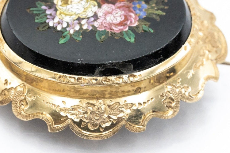 Broche Broche historique en or avec micromosaïque florale 58 Facettes 11224