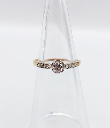 Bague 48 Bague solitaire art déco or jaune et diamants 58 Facettes A05660