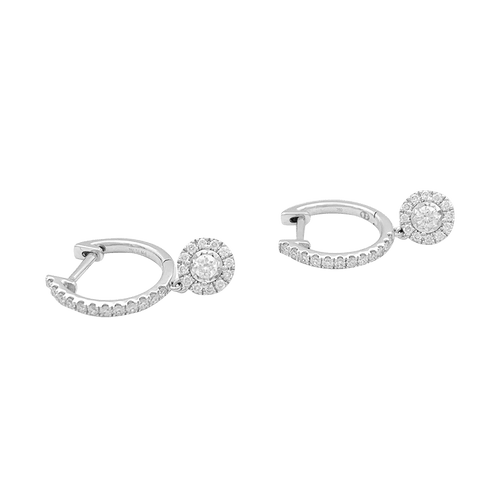 Boucles d'oreilles Paire de créoles or blanc, diamants. 58 Facettes 34636