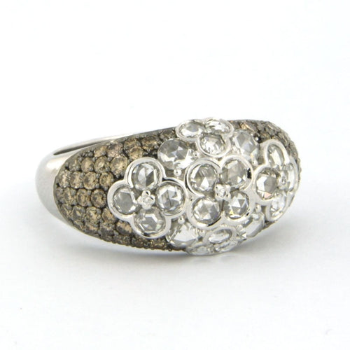 Bague 53 Bague en or blanc sertie de diamants taille rose et brillant jusqu'à 1,95 ct 58 Facettes