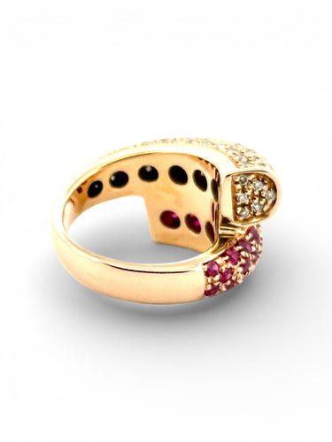 Bague en or jaune diamants et rubis