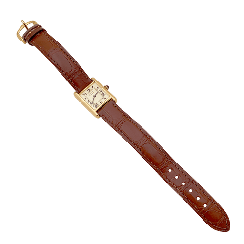 Montre Montre Cartier "Tank Must" argent plaqué or, cuir. 58 Facettes 34561