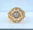 Bague 52 Bague en or jaune 18 carats , diamant 0,70 carat entouré de 8 diamants 58 Facettes AB493