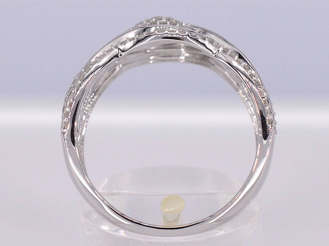 Bague 54 Bague design en or blanc avec diamants taille brillant 58 Facettes 2169