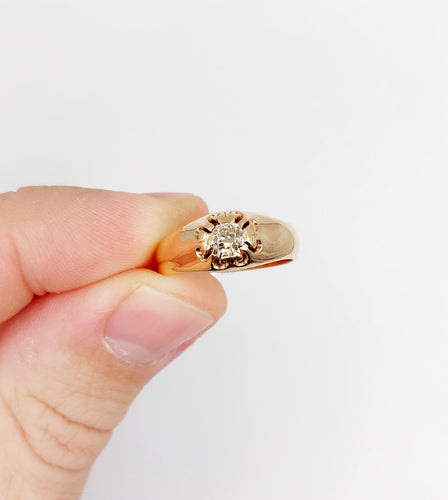 Bague 55 Bague jonc antique or rose 14k diamant taille ancienne 0,30 carats (circa 1906) 58 Facettes A06289