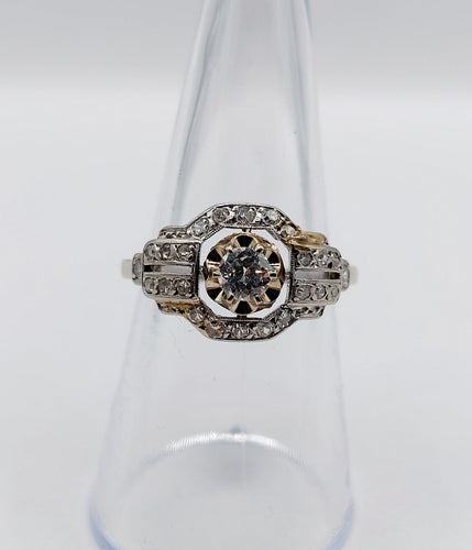 Bague 55 Bague tank Art déco en platine et diamant 0,25 carat (circa 1920) 58 Facettes A06508