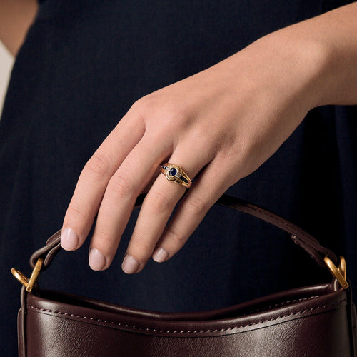 Bague 49 Bague en or jaune, saphir et diamants 58 Facettes SAI0750