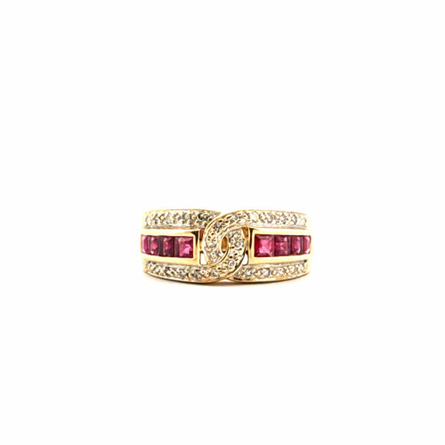 Bague 52 Bague or jaune rubis et diamants 58 Facettes