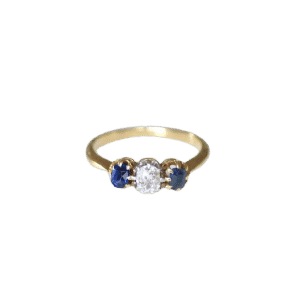 Bague 51 Bague Jarretière Ancienne Or Jaune, Saphirs et Diamants 58 Facettes