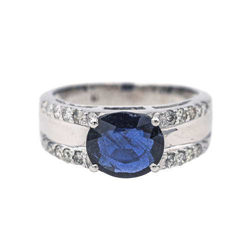 Bague 50 Bague Or blanc Saphir, Diamant 58 Facettes 4049091CN