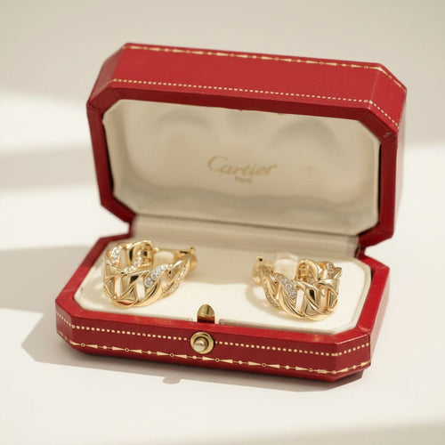 Boucles d'oreilles Cartier - Boucles d’Oreilles Bergame - Or Jaune et Diamants 58 Facettes 1.0001077/1