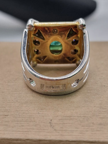 Bague Bague cocktail émeraude avec pavé de diamants en or jaune 58 Facettes