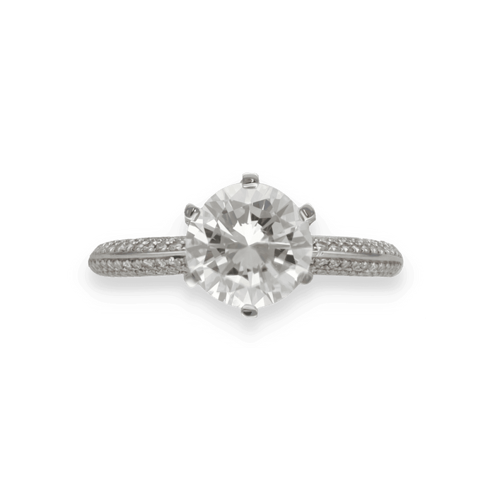 Bague 53 Solitaire or gris diamant brillant (HRD) 58 Facettes