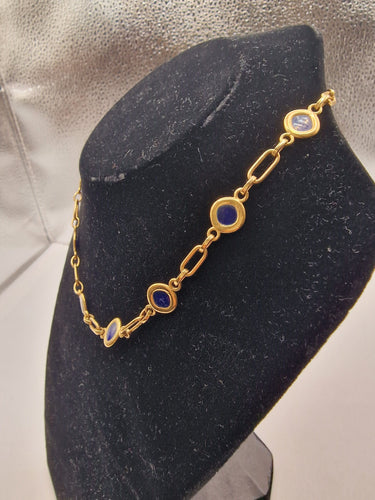 Collier Collier vintage en or jaune 18kt et émaux bleus 58 Facettes