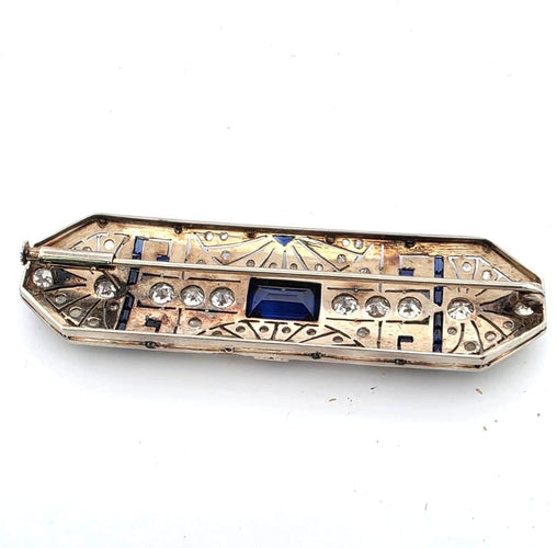Broche Broche des années 1940 en or blanc 18 carats, saphirs et diamants 58 Facettes