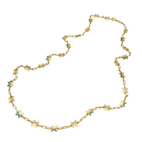 Collier Collier CHAUMET en or jaune et émail « plique-à-jour ». 58 Facettes 34785