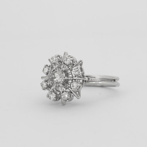 Bague 53 BAGUE MARGUERITE DIAMANTS EN PLATINE 58 Facettes