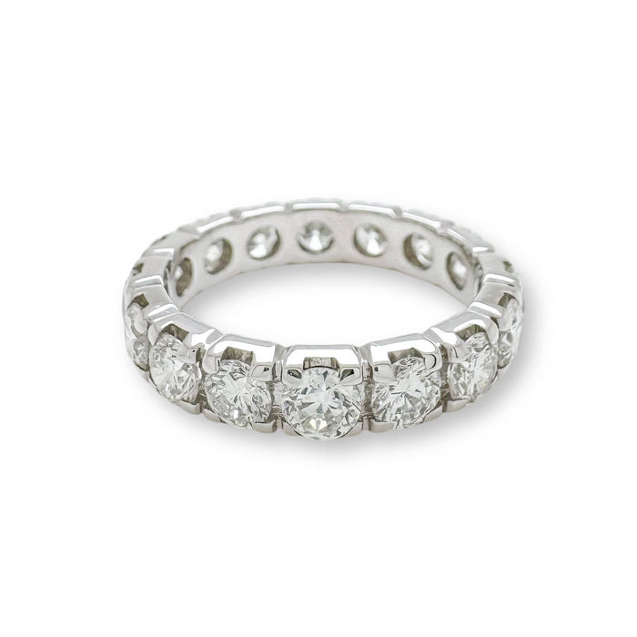 Bague 57 Alliance or blanc et diamants 3.68ct 58 Facettes