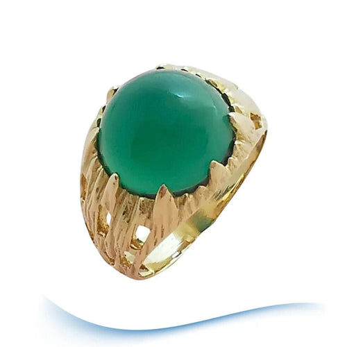 Bague 54 Bague agate verte en cabochon or jaune 58 Facettes AA 1694