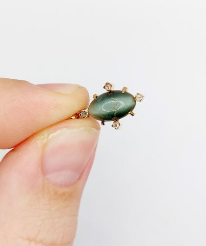 Pendentif Pendentif antique cabochon agate œil de chat en or rose 18k et diamants 58 Facettes A06512