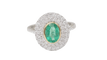 Bague 54 Bague double entourage en or bicolore, émeraude ovale et diamants 58 Facettes 32849