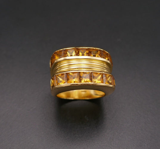 Bague 53 Fred - Bague Signée Ornée De Citrines, Or Jaune 58 Facettes C73-03