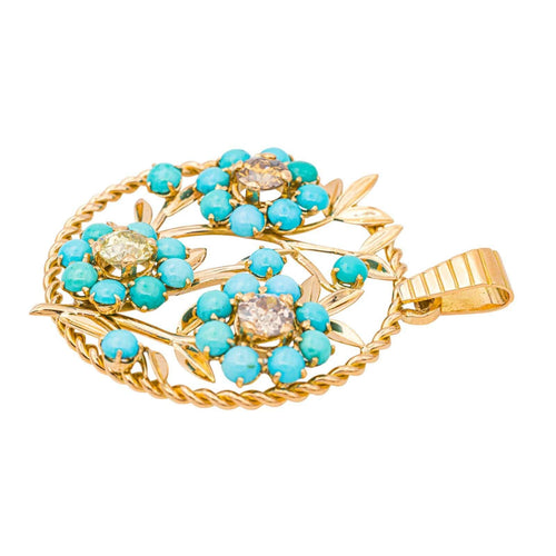 Pendentif Pendentif   Or rose Diamant, Turquoise 58 Facettes 4250491CN