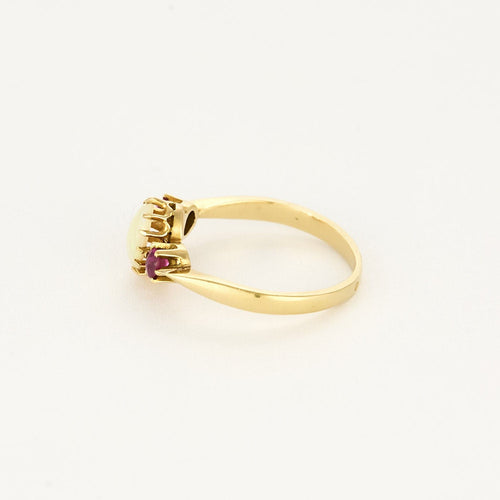 Bague 51,5 Bague en or jaune, opale et rubis de synthèse 58 Facettes SQU3784X6