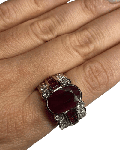 Bague 58 Bague or blanc, diamants, rubis 58 Facettes