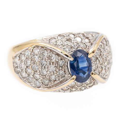 Bague Jonc Or jaune, Or blanc Saphir, Diamant