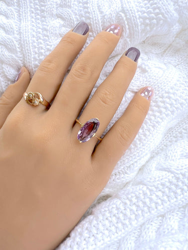 Bague 59 Bague marquise Améthyste en Or Jaune 58 Facettes 1752