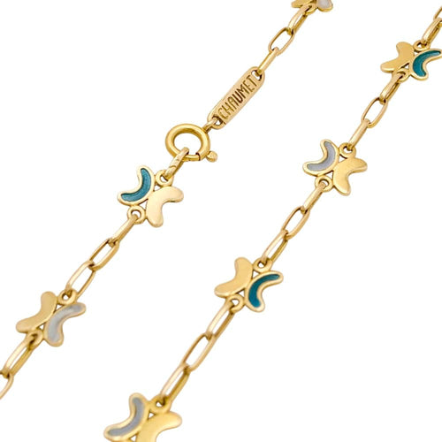 Collier Collier CHAUMET en or jaune et émail « plique-à-jour ». 58 Facettes 34785