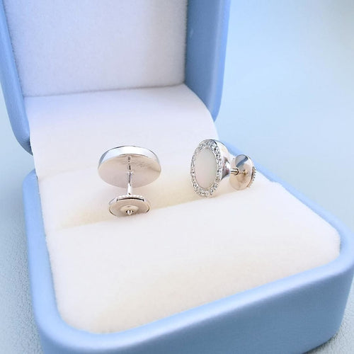 Boucles d'oreilles Boucles d'oreilles signées Tabbah en nacre et Diamants Or blanc 18 K 58 Facettes AA 1718