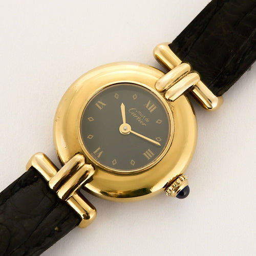 Montre CARTIER - Montre Modèle Colisée Must en argent plaqué or cadran noir chiffres romains 58 Facettes