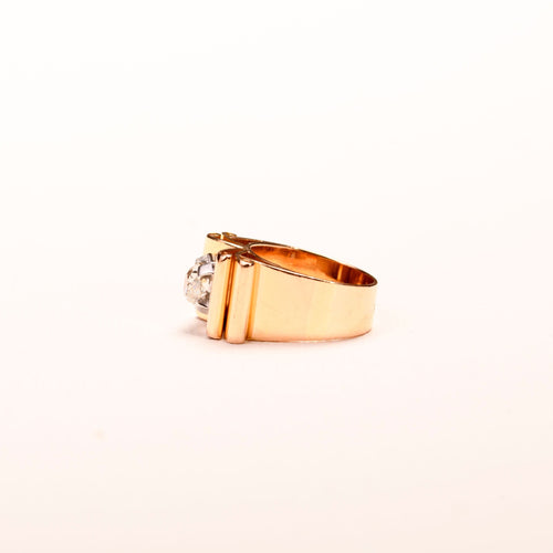 Bague 53 Bague Tank diamant solitaire or rose 58 Facettes