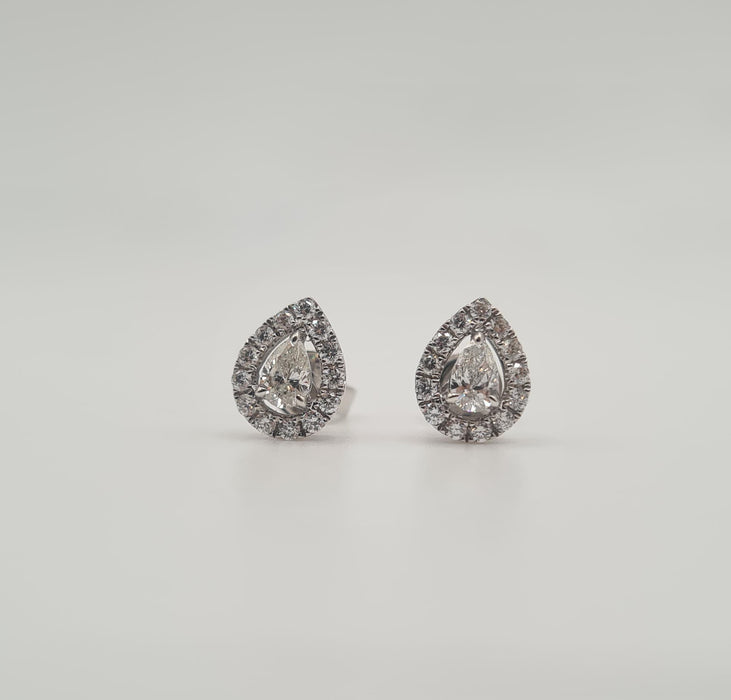 Boucles d'oreilles Boucles d’oreilles or blanc serties de diamants poires 58 Facettes