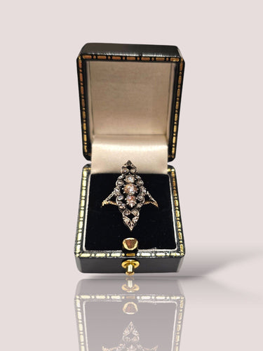 Bague 56 Bague ancienne en or jaune avec diamants roses en argent 58 Facettes 11814