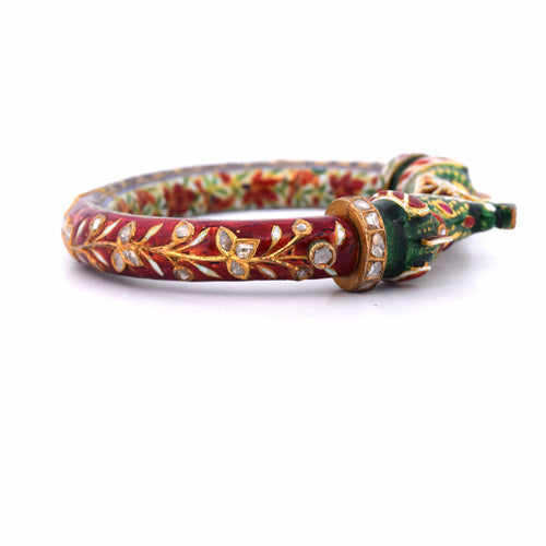 Bracelet Bracciale rigido Mughal - Bracelet en or jaune 12 k avec émail et diamants polki 58 Facettes