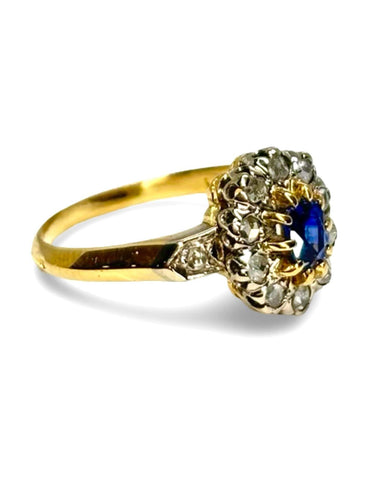 Bague or jaune saphir 0,5 ct et diamants 0,5 ct