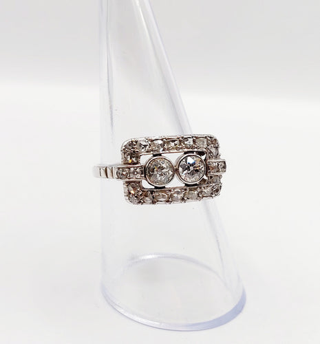 Bague 55 Bague tank art déco en or blanc 18k et diamants taille ancienne 58 Facettes A06328