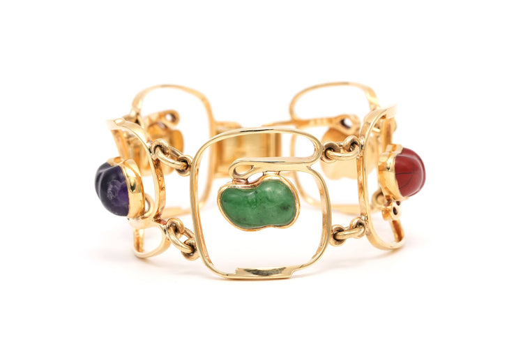 Bracelet Bracelet 1970 en or jaune 9 carats serti de gemmes 58 Facettes B635