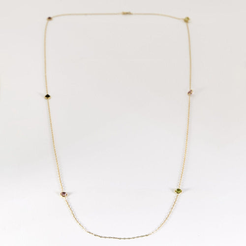 Collier Sautoir en or jaune, tourmalines vertes et roses 58 Facettes NAR0852