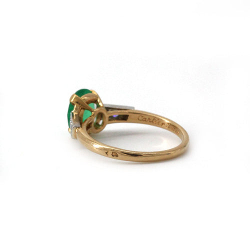 Bague 48 Bague Cartier or jaune 750, diamants et émeraude colombienne 0.83 carats LFG 58 Facettes 1230