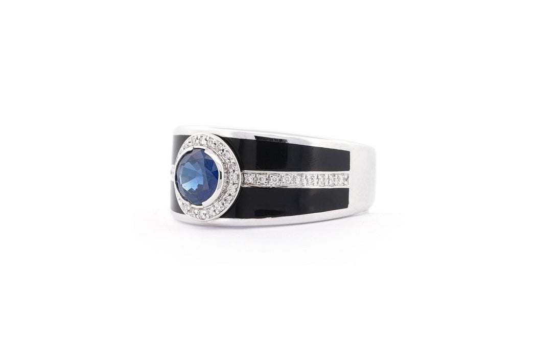 Bague 57 MAUBOUSSIN - Bague Bonbon Bleu or blanc, laque noire, saphir, diamants 58 Facettes