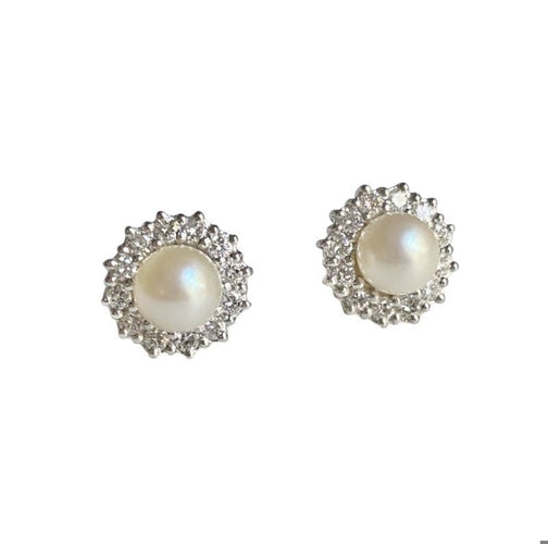 Boucles d'oreilles Boucles d'oreilles en or blanc perles et diamants 58 Facettes